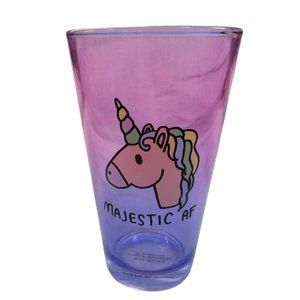 Pastel Unicorn on Pink Majestic AF Pint Glass, JV by Jac Vanek, New in damaged b